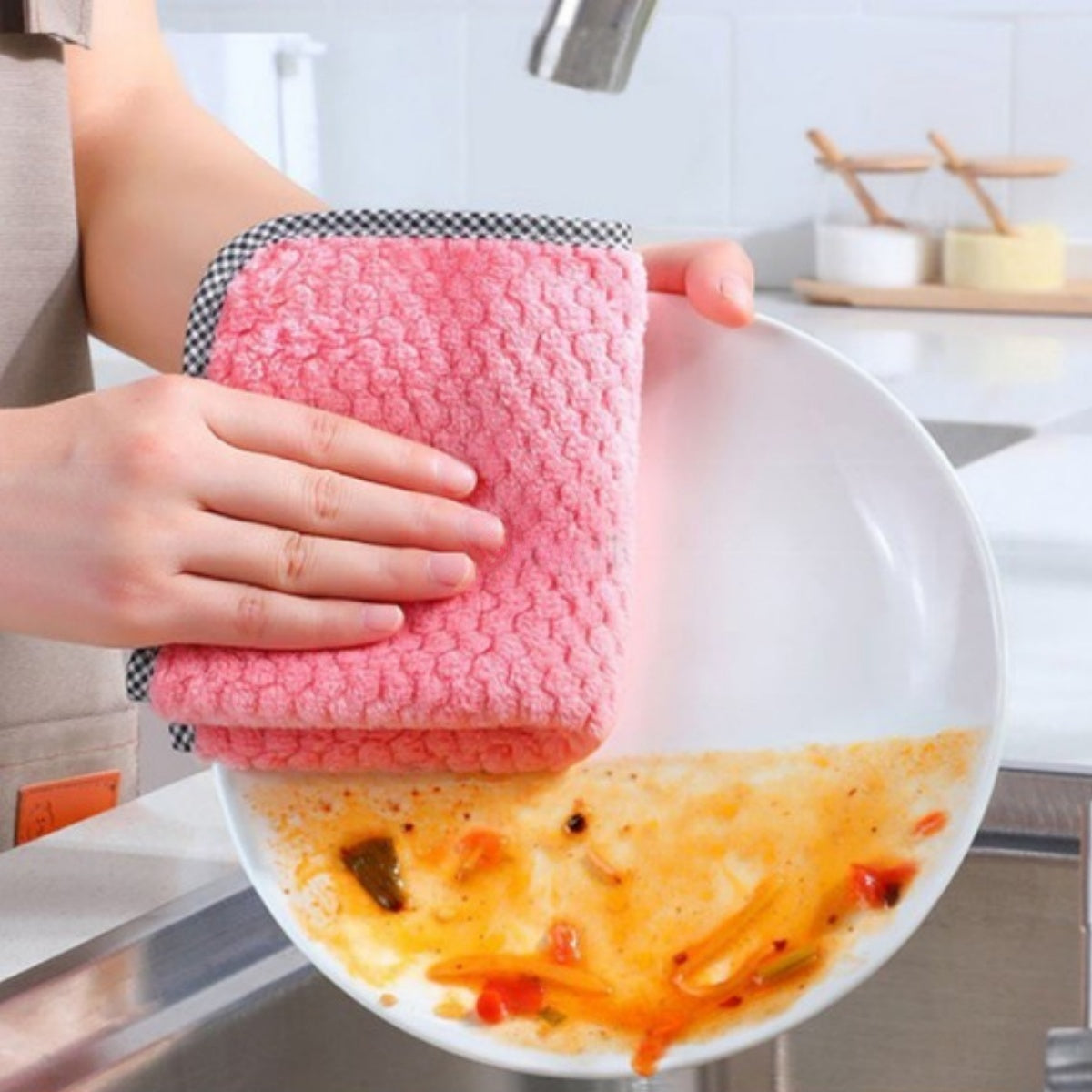 Super Absorbent Kitchen Daily Dish Towel, Thickened Non-Stick Oil Scouring Pad, Lint Free Table Cleaning Cloth