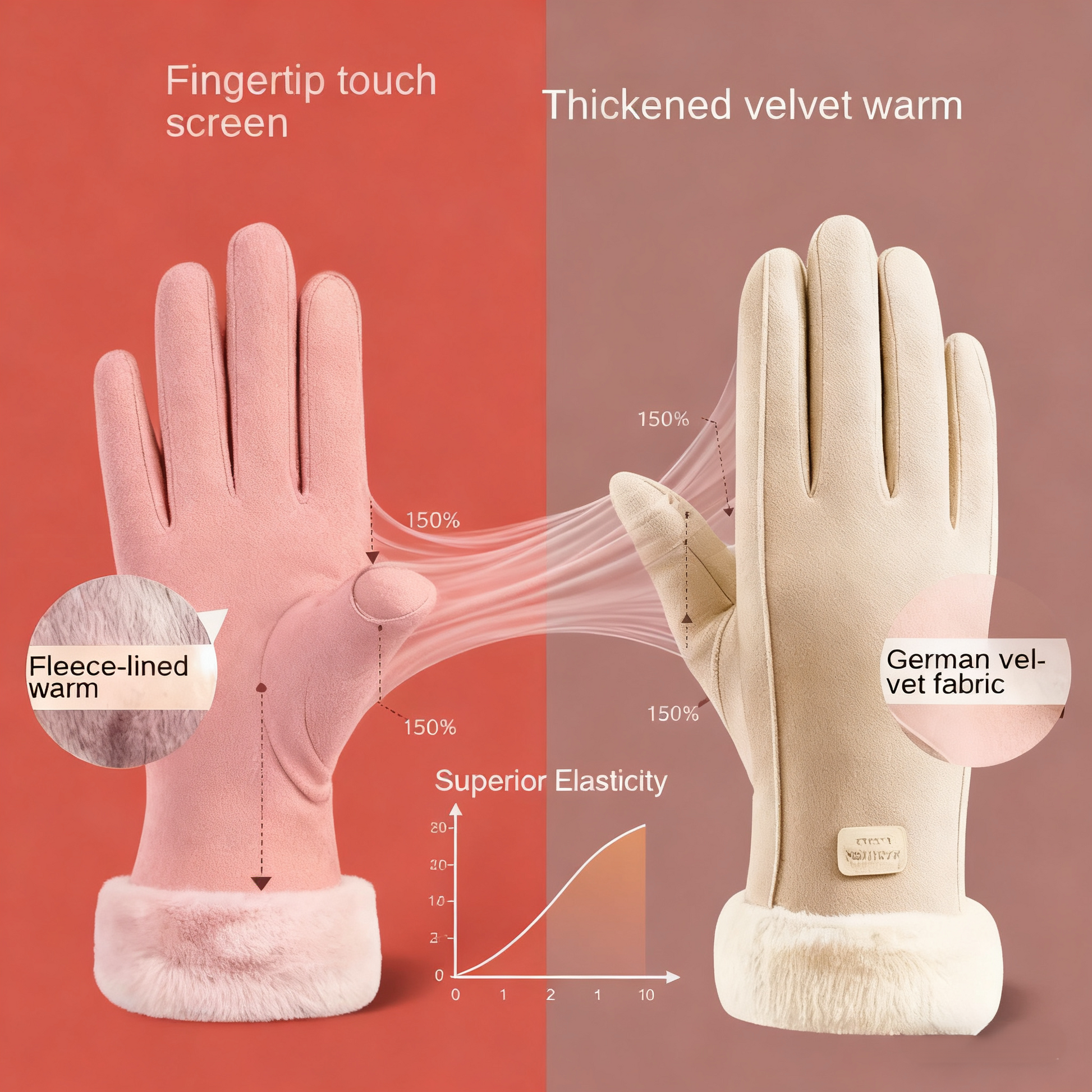 Womens Touchscreen Winter Gloves Fashionable Finger Gloves With Thin Cashmere Solid Color For Autum 2