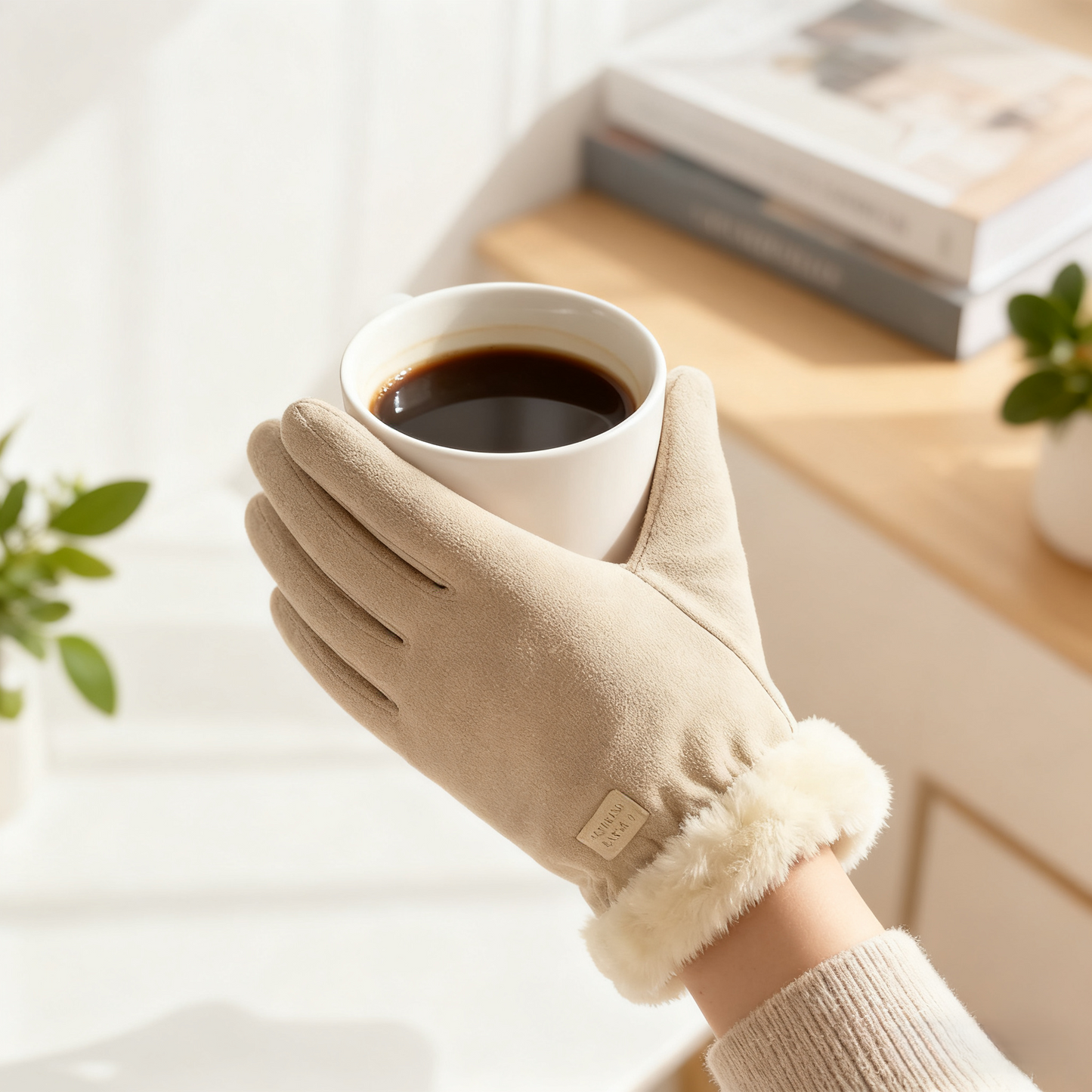 Womens Touchscreen Winter Gloves Fashionable Finger Gloves With Thin Cashmere Solid Color For Autum 4