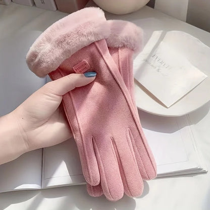Womens Touchscreen Winter Gloves Fashionable Finger Gloves With Thin Cashmere Solid Color For Autum 7