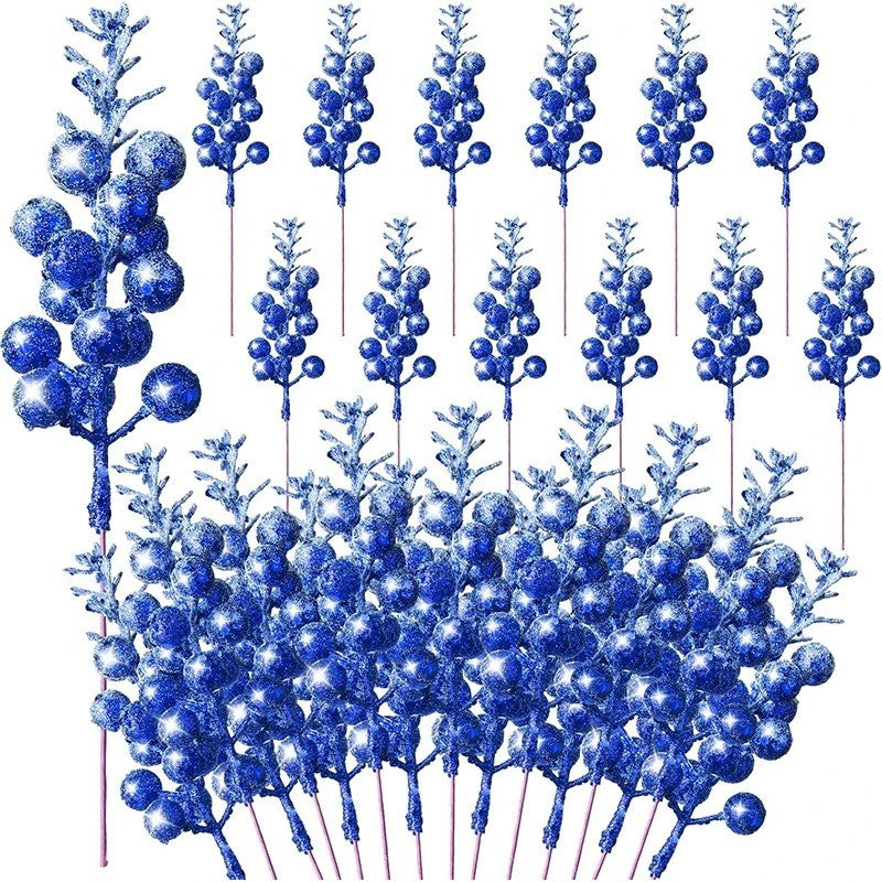 Artificial Foam Berry Snow, Christmas Glitter Berry Stems, Covered Berry for Christmas Tree, DIY Crafts Decoration