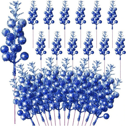 Artificial Foam Berry Snow, Christmas Glitter Berry Stems, Covered Berry for Christmas Tree, DIY Crafts Decoration
