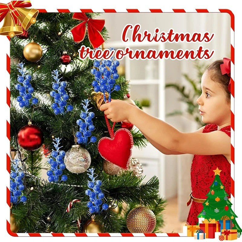 Artificial Foam Berry Snow, Christmas Glitter Berry Stems, Covered Berry for Christmas Tree, DIY Crafts Decoration