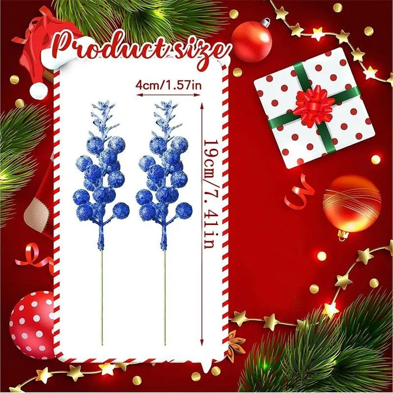 Artificial Foam Berry Snow, Christmas Glitter Berry Stems, Covered Berry for Christmas Tree, DIY Crafts Decoration