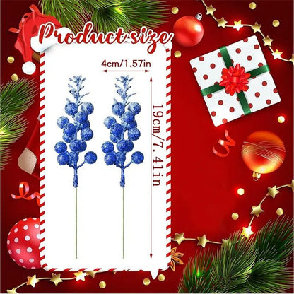 Artificial Foam Berry Snow, Christmas Glitter Berry Stems, Covered Berry for Christmas Tree, DIY Crafts Decoration