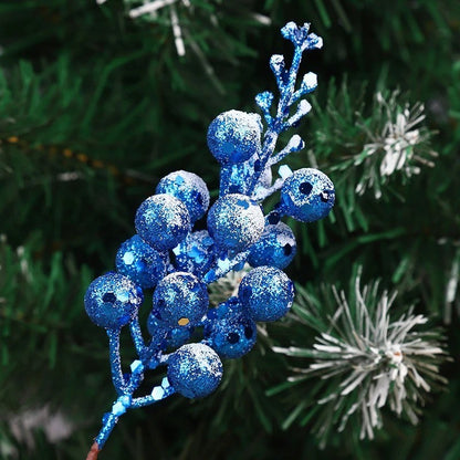 Artificial Foam Berry Snow, Christmas Glitter Berry Stems, Covered Berry for Christmas Tree, DIY Crafts Decoration