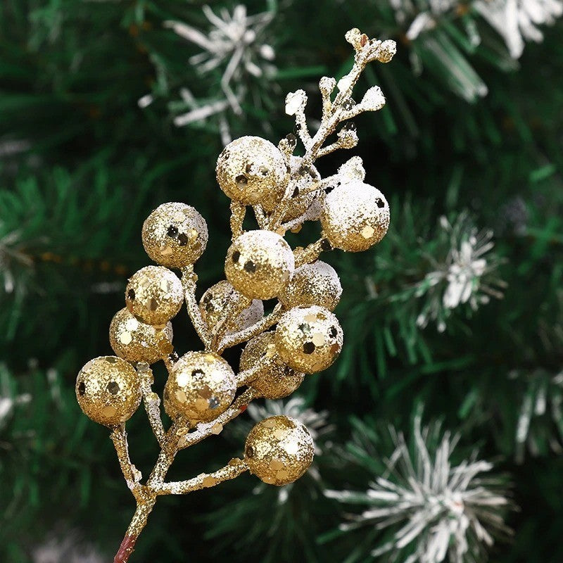 Artificial Foam Berry Snow, Christmas Glitter Berry Stems, Covered Berry for Christmas Tree, DIY Crafts Decoration