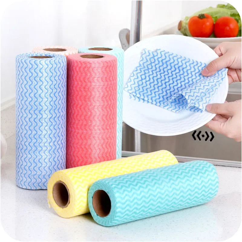Disposable Kitchen Cloth Roll, Non Woven Fabric Cleaning Cloth, Tear Off Dishcloth for Easy Use