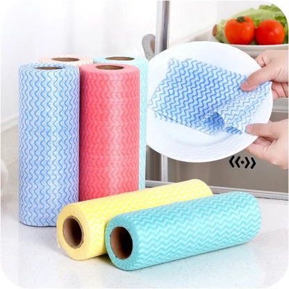 Disposable Kitchen Cloth Roll, Non Woven Fabric Cleaning Cloth, Tear Off Dishcloth for Easy Use