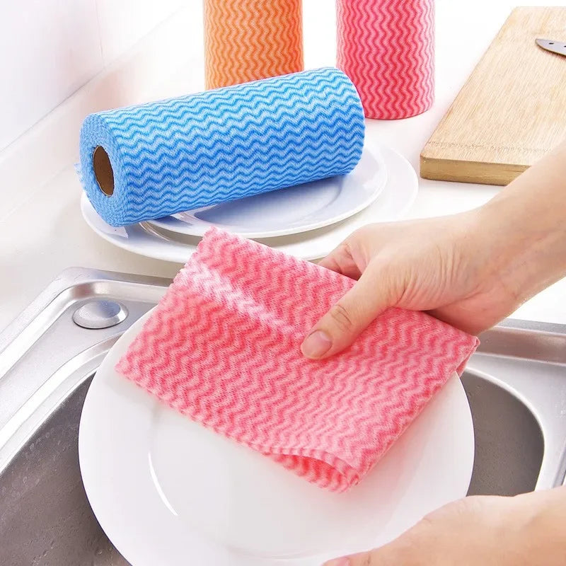 Disposable Kitchen Cloth Roll, Non Woven Fabric Cleaning Cloth, Tear Off Dishcloth for Easy Use