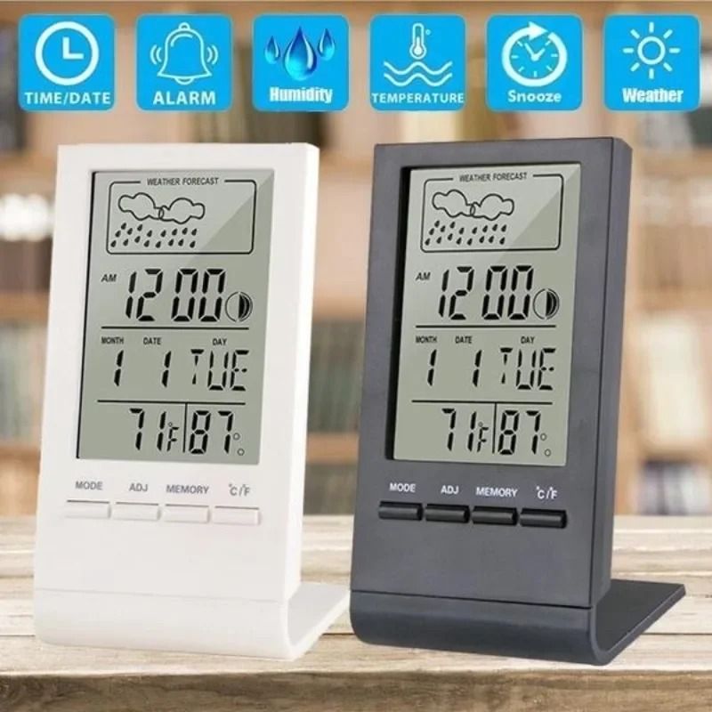 LED Digital Weather Station Clock with Thermometer and Hygrometer
