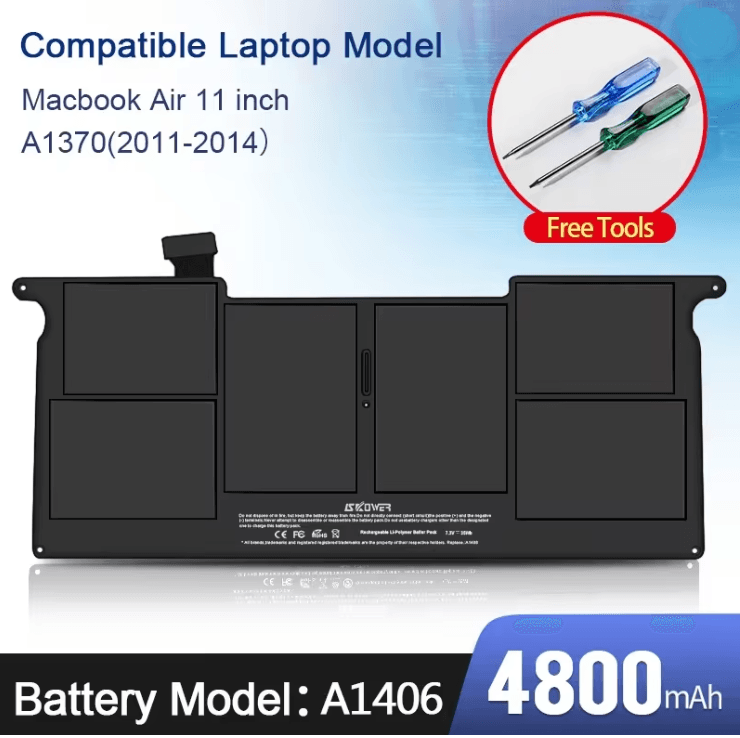 PowerCore Laptop Battery For MacBook Air A1375  A1406 8