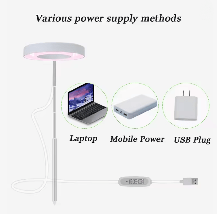 Indoor Full Spectrum LED Plant Grow Light Four Level Dimming Adjustable Height Stand 5