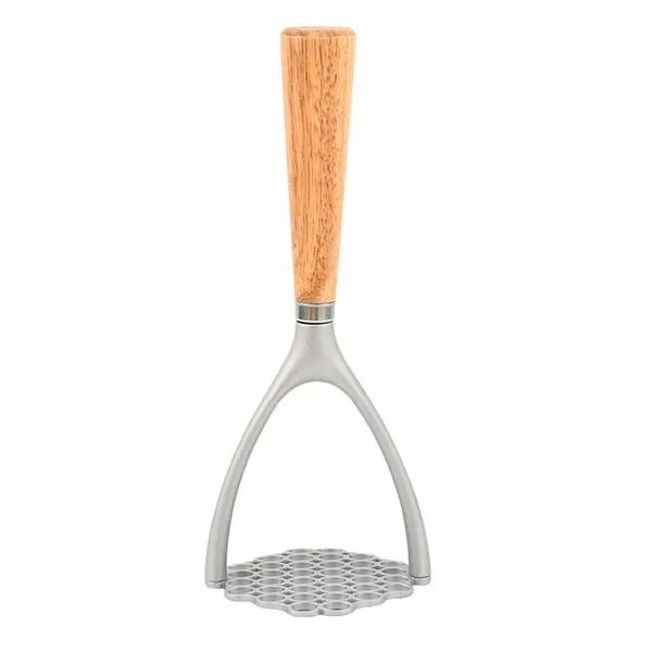 Aluminum Manual Potato Masher Meat Press Tool With Wood Handle 6