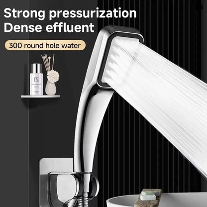 Square Handheld Pressurized Shower Head 300Hole Water Saving Rainfall Spray 1