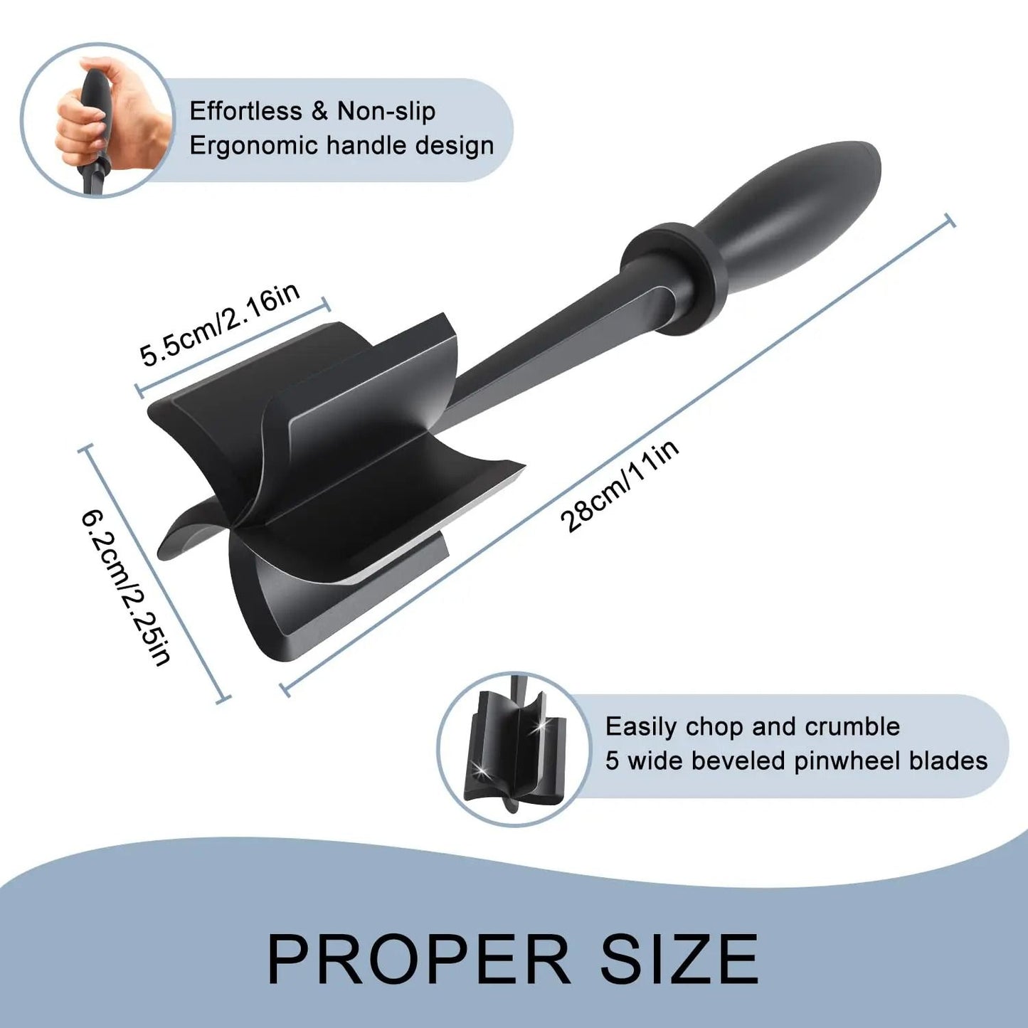 Meat Chopper Ground Beef Masher Heat Resistant Kitchen Tool 4