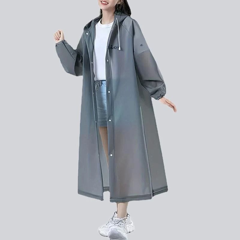 Lightweight Reusable Hooded Raincoat for Women