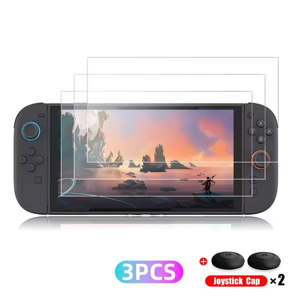 Tempered Glass Screen Protector With Joystick Caps For Switch Console 7