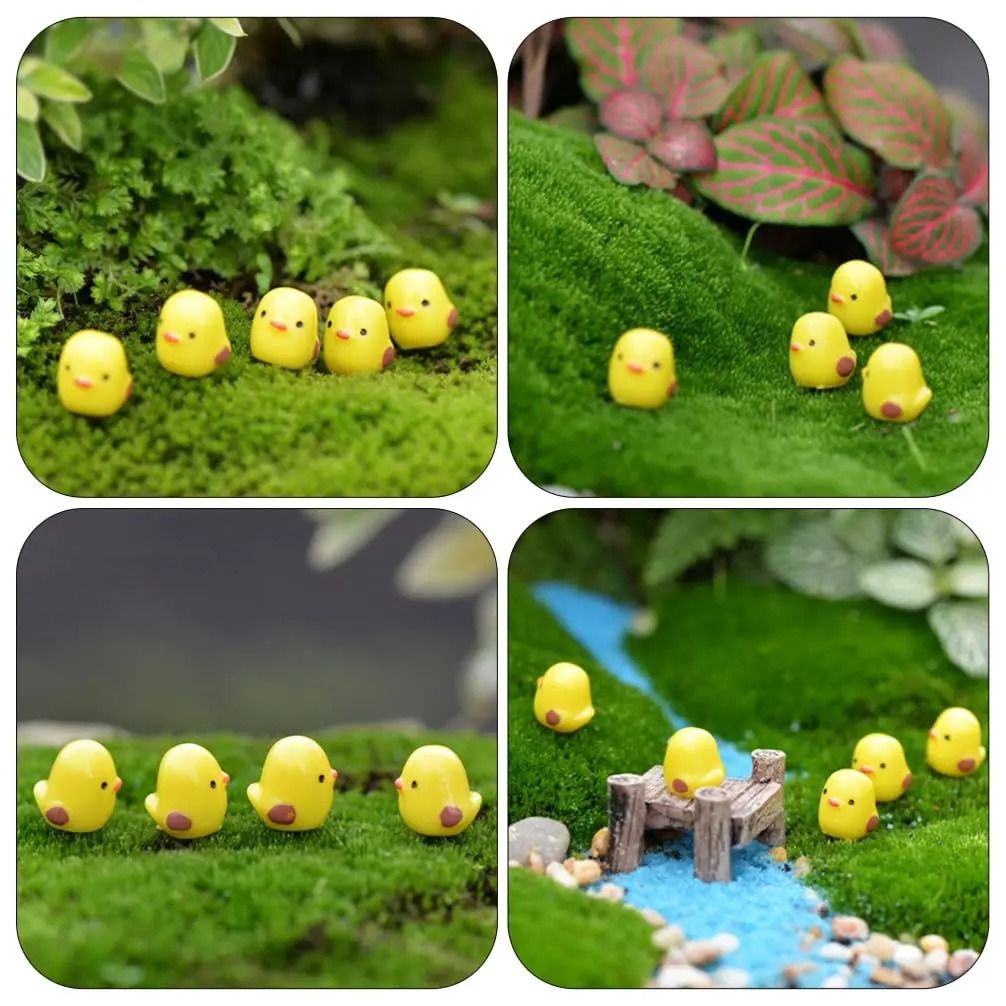 Mini Chicken Figurines Fairy Garden Decoration Set 2