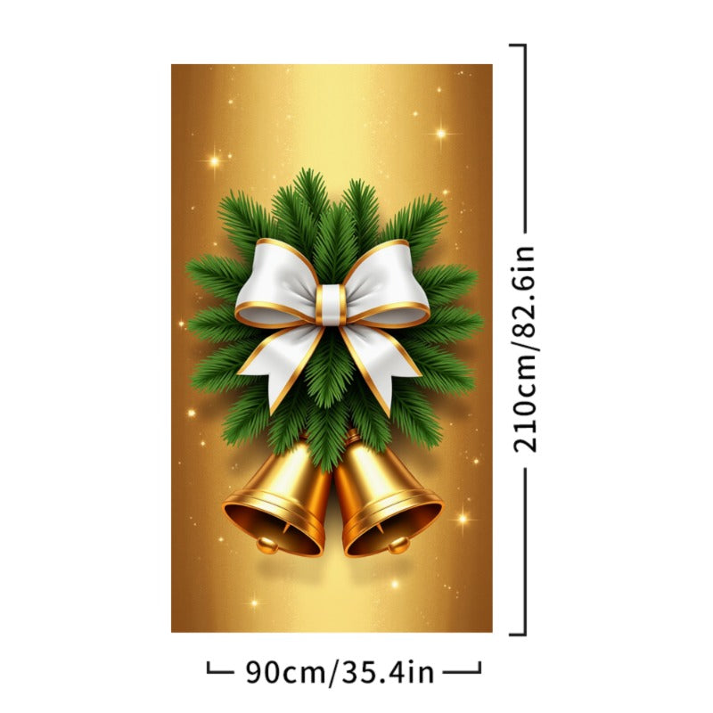 Merry Christmas Door Cover, Bell Garland Door Decor, Dining Table Cover, Elastic Holiday Decoration