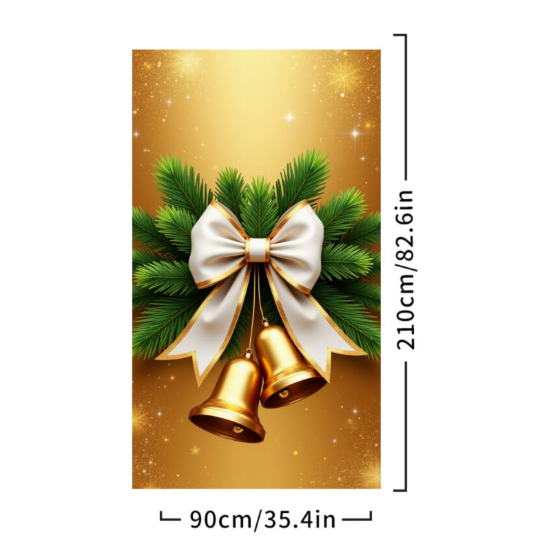 Merry Christmas Door Cover, Bell Garland Door Decor, Dining Table Cover, Elastic Holiday Decoration