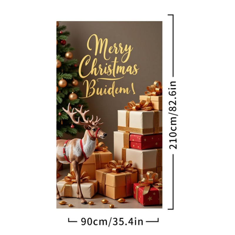 Merry Christmas Door Cover, Bell Garland Door Decor, Dining Table Cover, Elastic Holiday Decoration
