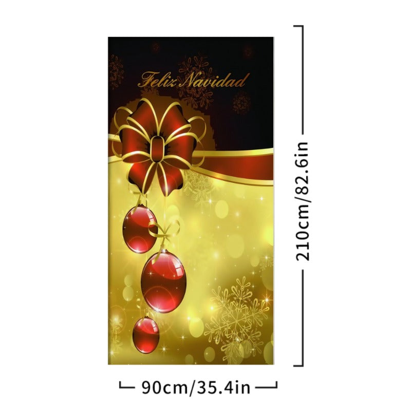 Merry Christmas Door Cover, Bell Garland Door Decor, Dining Table Cover, Elastic Holiday Decoration