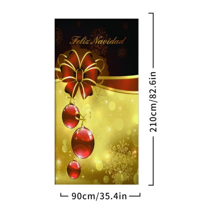 Merry Christmas Door Cover, Bell Garland Door Decor, Dining Table Cover, Elastic Holiday Decoration