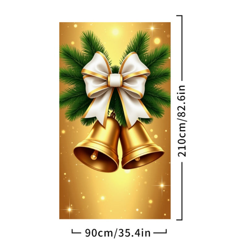Merry Christmas Door Cover, Bell Garland Door Decor, Dining Table Cover, Elastic Holiday Decoration