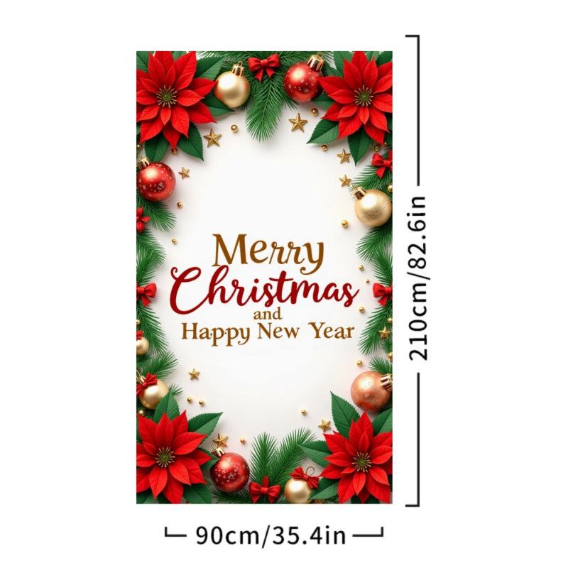 Merry Christmas Door Cover, Bell Garland Door Decor, Dining Table Cover, Elastic Holiday Decoration
