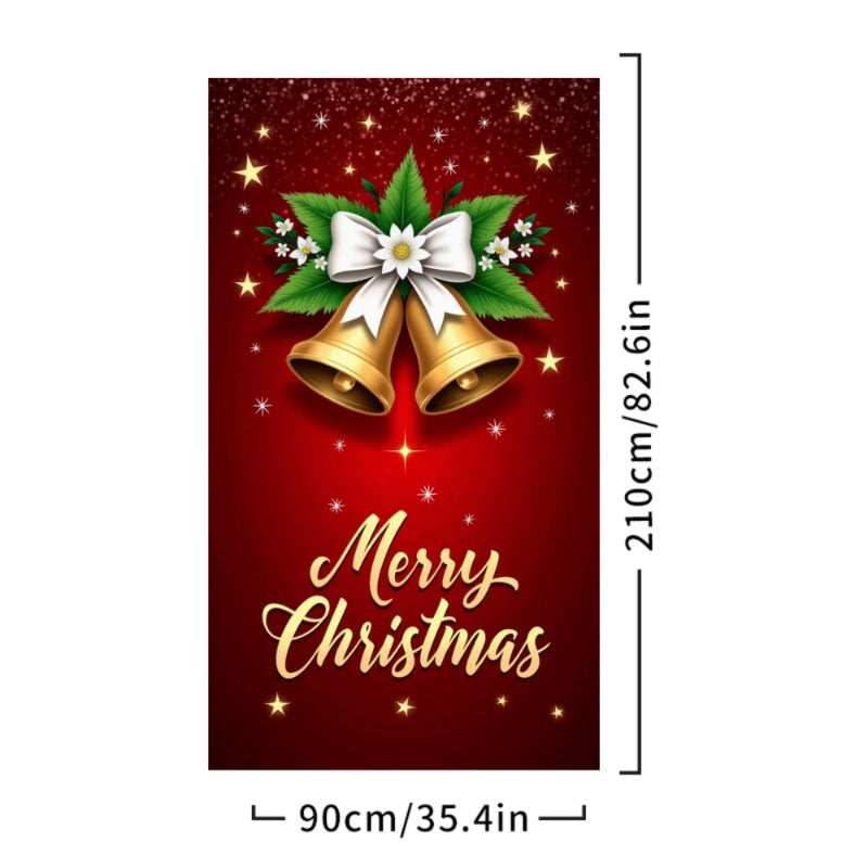 Merry Christmas Door Cover, Bell Garland Door Decor, Dining Table Cover, Elastic Holiday Decoration