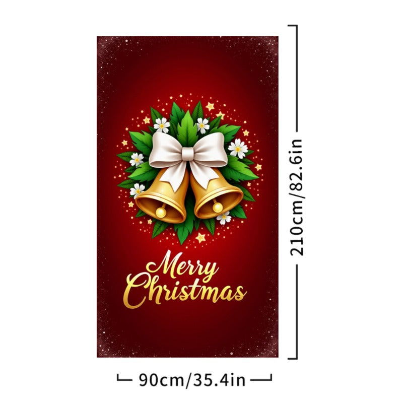 Merry Christmas Door Cover, Bell Garland Door Decor, Dining Table Cover, Elastic Holiday Decoration