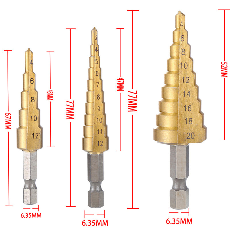 High Speed Steel Metal Wood Cutter HSS Titanium Coated Step Drill Bit Cone Drilling Tool 2