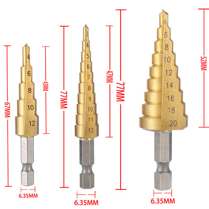 High Speed Steel Metal Wood Cutter HSS Titanium Coated Step Drill Bit Cone Drilling Tool 2