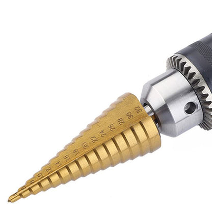 High Speed Steel Metal Wood Cutter HSS Titanium Coated Step Drill Bit Cone Drilling Tool 3