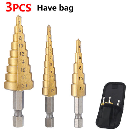 High Speed Steel Metal Wood Cutter HSS Titanium Coated Step Drill Bit Cone Drilling Tool 7