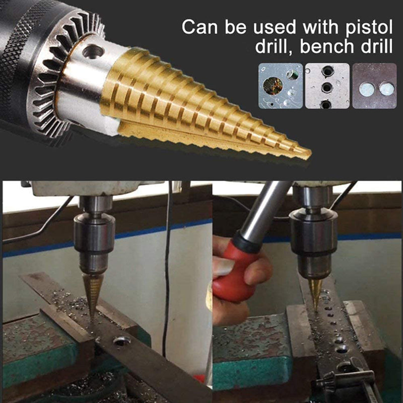 High Speed Steel Metal Wood Cutter HSS Titanium Coated Step Drill Bit Cone Drilling Tool 5
