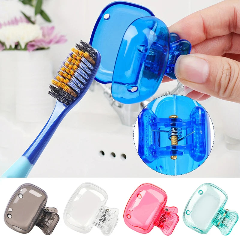 Toothbrush Protector Cap Brush Pod Case, Travel Toothbrush Head Covers, Portable Plastic Clip Protective for Household