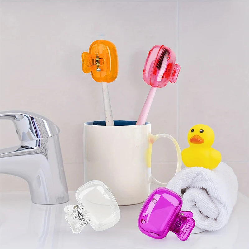Toothbrush Protector Cap Brush Pod Case Travel Toothbrush Head Covers Portable Plastic Clip Protect 3