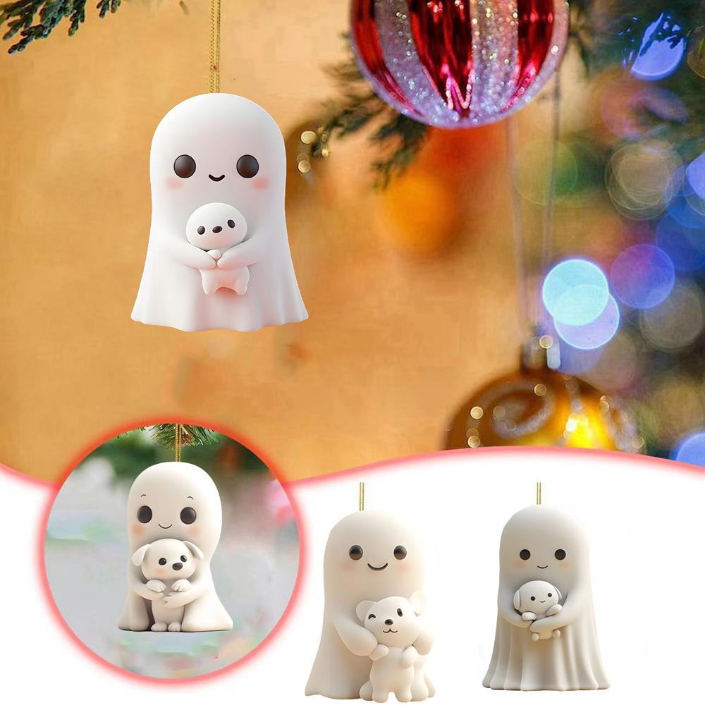 Christmas Ornaments, Acrylic Flat Ghost Doll, For Party Christmas Tree, Hanging Decorations