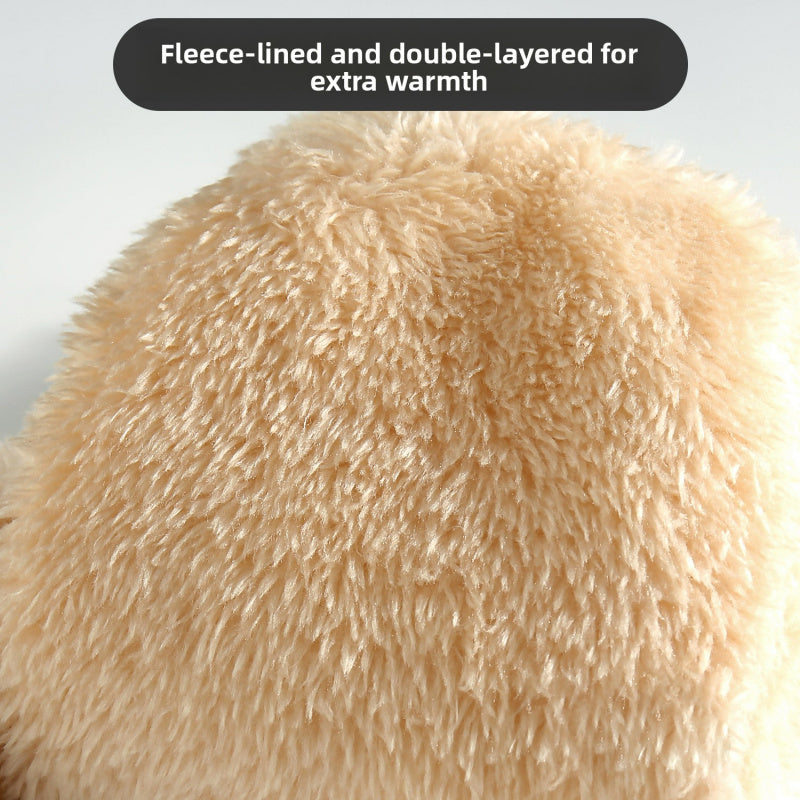 Knitted Winter Gloves, Double Layer Velvet, Thick Warm Finger Gloves, Cozy Thermal Cover