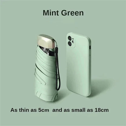 Pocket Rain Umbrella Mini Sun Umbrella Sun Shade Parasol Capsule Vinyl Folding UV Ultraviolet Prote 6