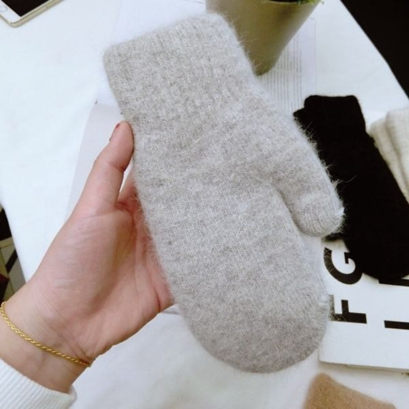 Gloves Women Winter, Plus Velvet Thick, Warm Cold-Proof Cycling Gloves, Cute Ladies Finger-Wrapped Design