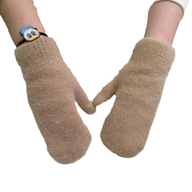 Gloves Women Winter, Plus Velvet Thick, Warm Cold-Proof Cycling Gloves, Cute Ladies Finger-Wrapped Design