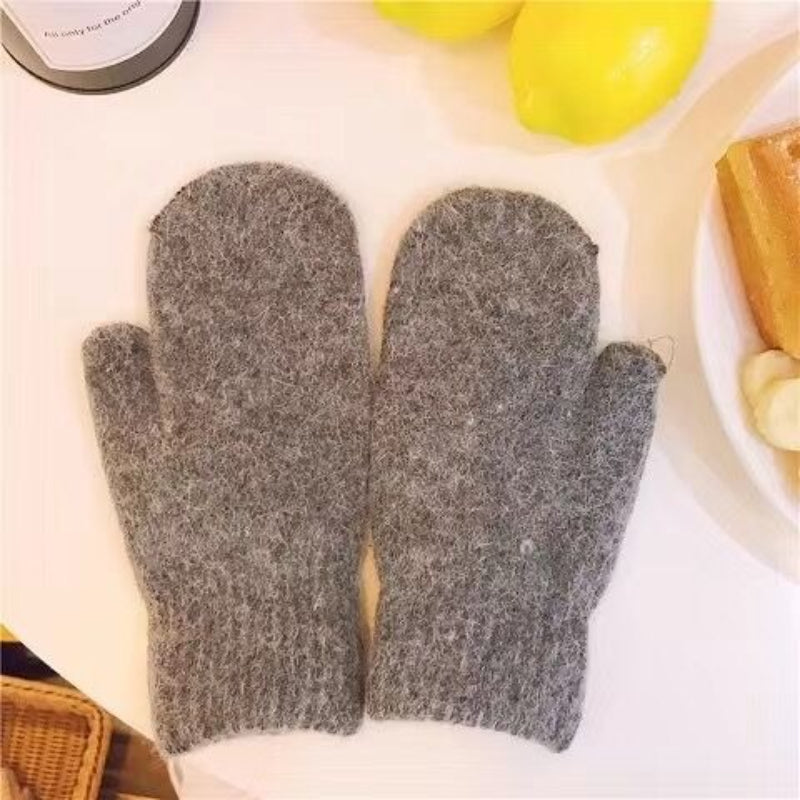 Gloves Women Winter, Plus Velvet Thick, Warm Cold-Proof Cycling Gloves, Cute Ladies Finger-Wrapped Design