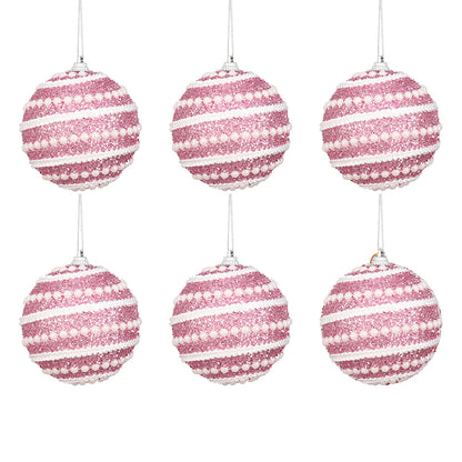 Christmas Ball Ornaments 6pcs 8cm, Red White Hanging Tree Decorations, Holiday New Year Navidad Home Decor