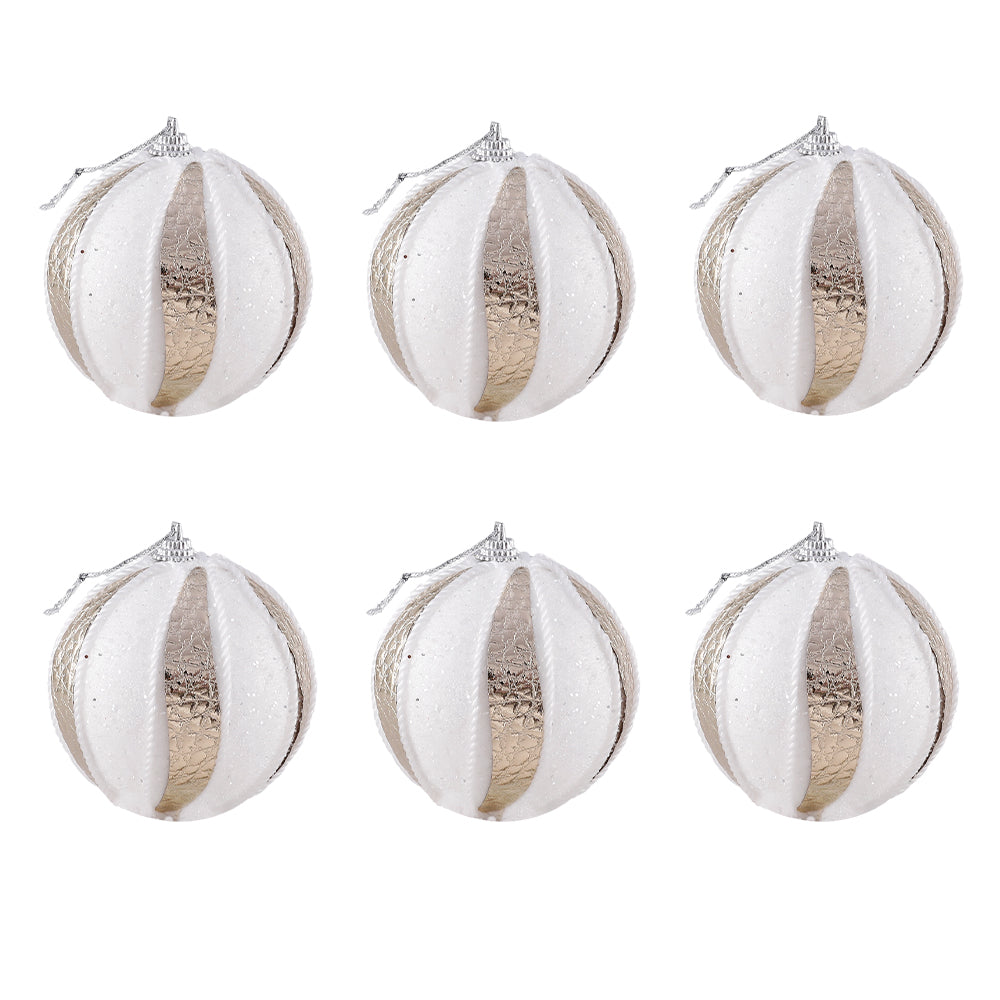 Christmas Ball Ornaments 6pcs 8cm, Red White Hanging Tree Decorations, Holiday New Year Navidad Home Decor