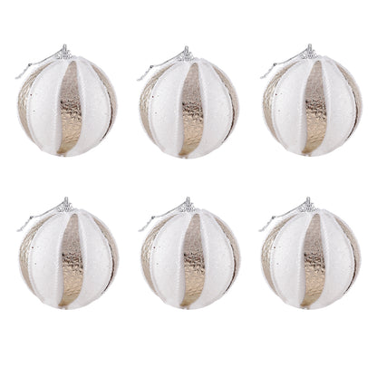 Christmas Ball Ornaments 6pcs 8cm, Red White Hanging Tree Decorations, Holiday New Year Navidad Home Decor