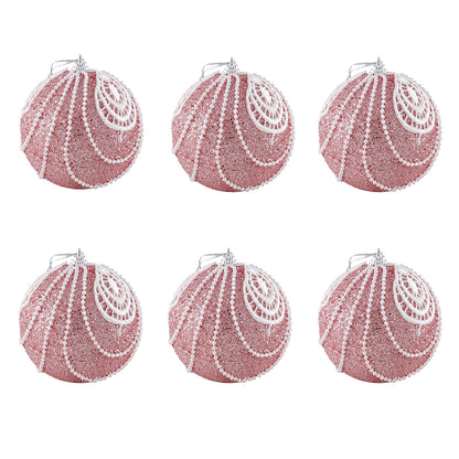 Christmas Ball Ornaments 6pcs 8cm, Red White Hanging Tree Decorations, Holiday New Year Navidad Home Decor