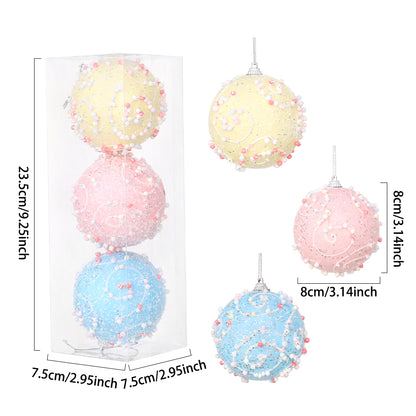 Christmas Ball Ornaments 6pcs 8cm, Red White Hanging Tree Decorations, Holiday New Year Navidad Home Decor